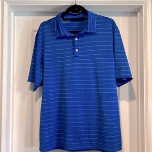 Walter Hagen Golf Striped Shirt Blue and White Large
